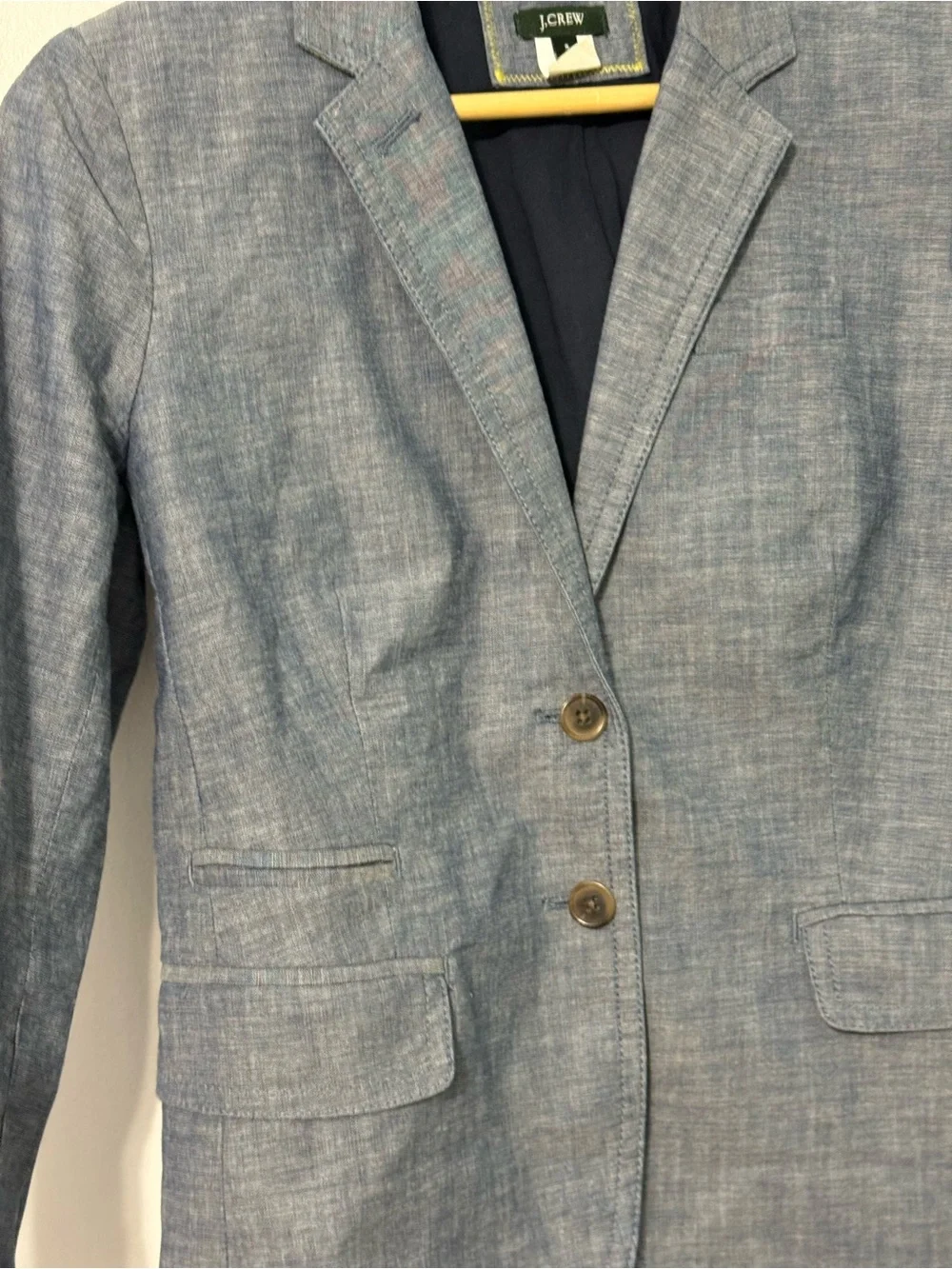 J. Crew Heathered Light Blue Linen-Blend Blazer